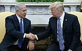 US President Donald Trump meets with Israeli Prime Minister Benjamin Netanyahu in the Oval Office of the White House, March 5, 2018, in Washington. (AP Photo/Evan Vucci)