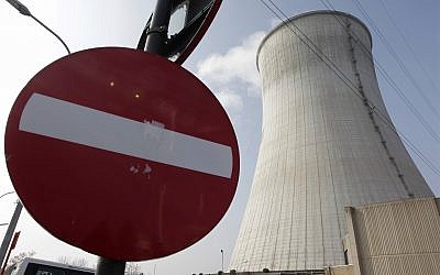 Illustrative: Steam is emitted from the cooling tower at the nuclear power plant in Tihange, southeast of Brussels on March 16, 2011. (AP Photo/Yves Logghe, File)
