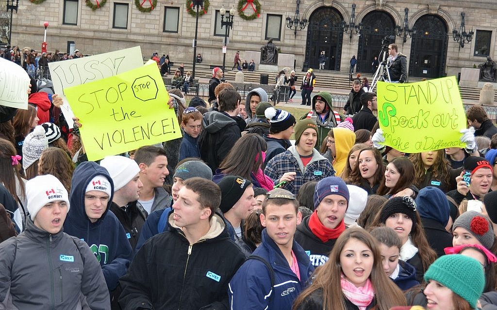 USY members protest violence in 2013 after the Boston Marathon attacks. (Courtesy)