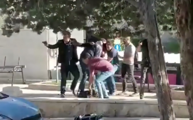 A screen shot from a reported raid by undercover Israeli commandos at Birzeit University in the West Bank on March 7, 2018. (Screen capture: YouTube) A screen shot from a reported raid by undercover Israeli commandos at Birzeit University in the West Bank on March 7, 2018. (Screen capture: YouTube)