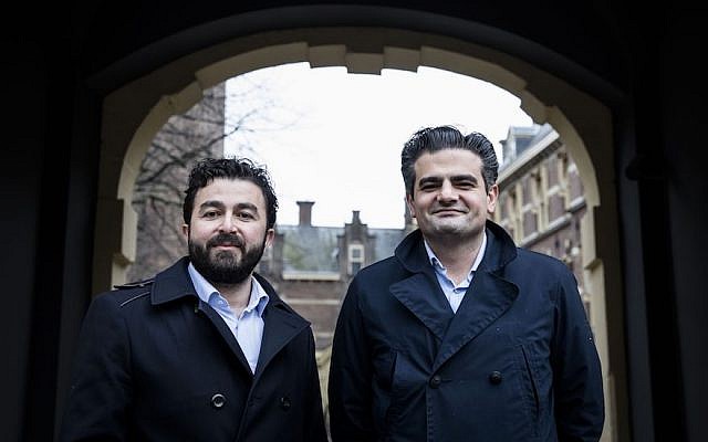 Denk party leaders Selcuk Ozturk, left, and Tunahan Kuzu, posing in The Hague, the Netherlands, on February 23, 2017. (Bart Maat/AFP/Getty Images via JTA) Denk party leaders Selcuk Ozturk, left, and Tunahan Kuzu, posing in The Hague, the Netherlands, on February 23, 2017. (Bart Maat/AFP/Getty Images via JTA)