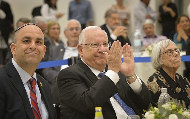 President Reuven Rivlin (C) attends a conference of the Israel Press Council in the city of Lod, on March 4, 2018. (Avi Dishi/ Flash90) President Reuven Rivlin (C) attends a conference of the Israel Press Council in the city of Lod, on March 4, 2018. (Avi Dishi/ Flash90)