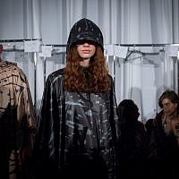 Models seen backstage before displaying creations designed by Israeli fashion brand Holyland, at the Tel Aviv Fashion Week, March 11, 2018. (Miriam Alster/Flash 90)