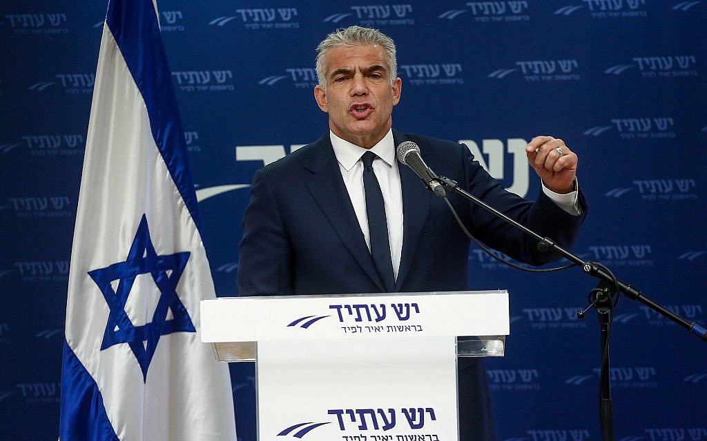 Yesh Atid party leader Yair Lapid heads a faction meeting at the Knesset on March 12, 2018. (Miriam Alster/Flash90) Yesh Atid party leader Yair Lapid heads a faction meeting at the Knesset on March 12, 2018. (Miriam Alster/Flash90)