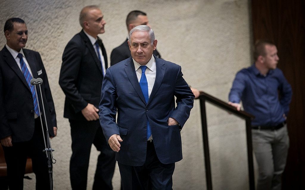 Prime Minister Benjamin Netanyahu at a Knesset plenum session on March 12, 2018.(Miriam Alster/Flash90)