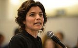 Meretz leader Tamar Zandberg speaks to supporters after being elected as the new party head, March 22, 2018. (Gili Yaari/Flash90)