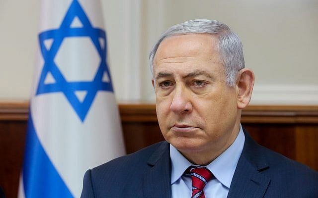 Prime Minister Benjamin Netanyahu leads the weekly cabinet meeting at the Prime Minister's office in Jerusalem, March 25, 2018. (Marc Israel Sellem) Prime Minister Benjamin Netanyahu leads the weekly cabinet meeting at the Prime Minister's office in Jerusalem, March 25, 2018. (Marc Israel Sellem)