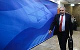 Defense Minister Avigdor Liberman arrives for the weekly cabinet meeting at the Primes Minister's Office in Jerusalem, March 25, 2018. (Marc Israel Sellem)