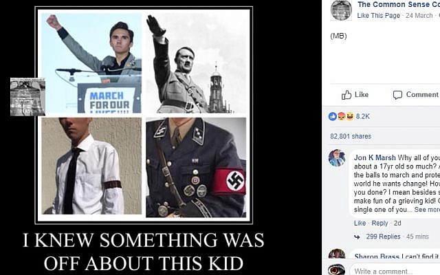 Screen capture from the Facebook page of 'The Common Sense Conservative.' 'Facebook) Screen capture from the Facebook page of 'The Common Sense Conservative.' 'Facebook)