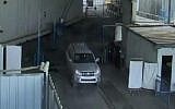 A vehicle said to be driven by French consulate in Jerusalem employee Roman Frank at the Erez border crossing between Israel and the Gaza Strip. (Shin Bet)