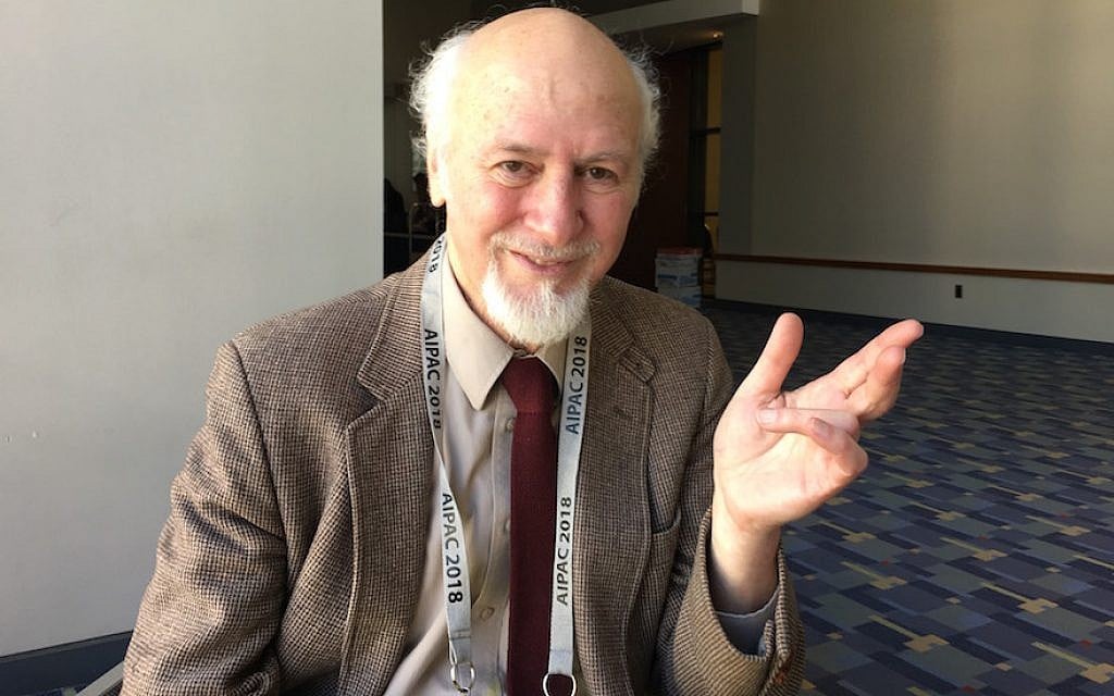 Jerome Segal, a Jewish philosopher who inspired the Palestinian declaration of independence, at the AIPAC policy conference, March 4, 2018. (Ron Kampeas/JTA) Jerome Segal, a Jewish philosopher who inspired the Palestinian declaration of independence, at the AIPAC policy conference, March 4, 2018. (Ron Kampeas/JTA)