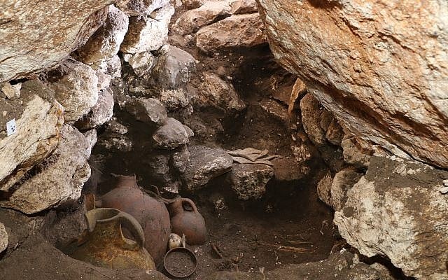 Interior of Tomb 50, an undisturbed burial chamber from some 3,600 years ago at Megiddo, looking toward the south corridor. (Robert S. Homsher)