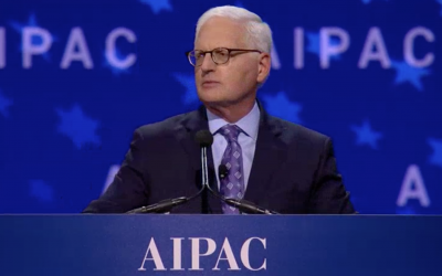 AIPAC's Executive Director Howard Kohr addresses the lobby's policy conference, March 4, 2018 (AIPAC screenshot)
