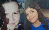 Israeli teens Dana Kordova (left) and Lior Malka, both 15, from Eilat, missing since Sunday evening, March 4, 2018. (Israel Police)