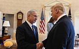 Prime Minister Benjamin Netanyahu (left) and US President Donald Trump in the White House Oval Office, March 5, 2018 (Haim Tzach/GPO)