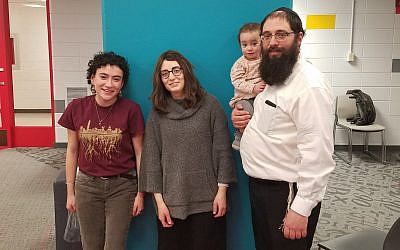 From left: Nesha Ruther, president of SJP at UW-Madison, Henya Matusof, and Rabbi Mendel Matusof, Chabad on campus representatives. (Courtesy Chabad UW-Madison)
