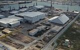 An aerial view of the Israel Shipyards facility in the Port of Haifa, June 2013. (CC-BY-SA-3.0 Meronim/Wikipedia)
