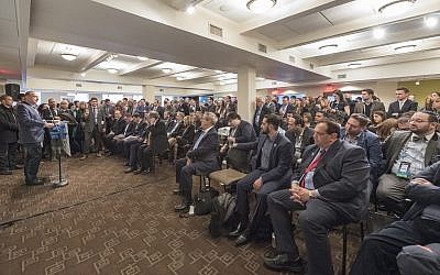 Hundreds of AIPAC policy conference delegates attend an event, away from the main conference, in support of the settlement movement in Washington, DC, March 5, 2018. (Courtesy: Yesha Council)