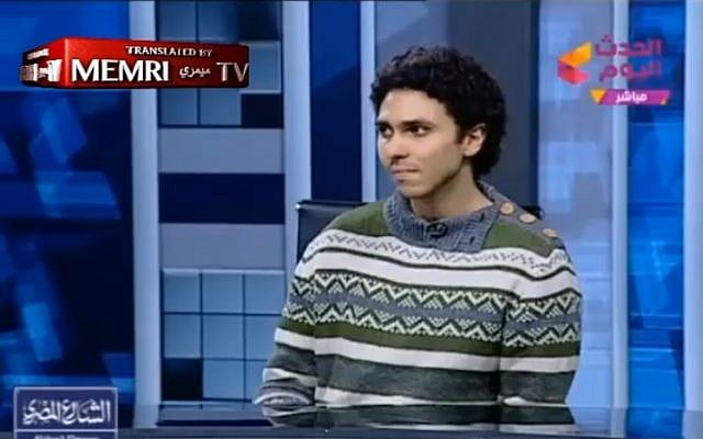 Egyptian atheist Mohammad Hashem at the 'Alhadath Alyoum' TV studio (screen capture) Egyptian atheist Mohammad Hashem at the 'Alhadath Alyoum' TV studio (screen capture)