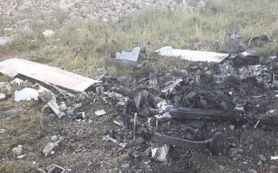 A photo on local media claims to show the crash site of an Israeli drone that went down in Lebanon, March 31, 2018 (screenshot)