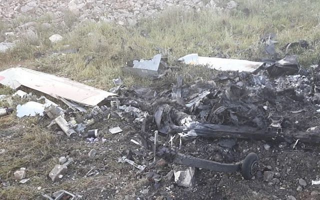 A photo on local media claims to show the crash site of an Israeli drone that went down in Lebanon, March 31, 2018 (screenshot) A photo on local media claims to show the crash site of an Israeli drone that went down in Lebanon, March 31, 2018 (screenshot)