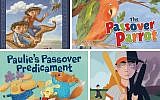 Clockwise, from top left, covers for 'Search for the Shamir' (Kar-Ben); 'The Passover Parrot' (Kar-Ben); 'The Spy Who Played Baseball' (Kar-Ben); and 'Paulie’s Passover Predicament (Kar-Ben). (All cover art via JTA)