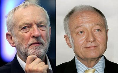 Composite image of the leader of Britain's Labout Party Jeremy Corbyn (L) seen on March 9, 2018 and former London Mayor Ken Livingstone seen March 18, 2008. (AP)