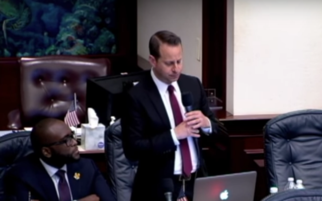 Jared Moskowitz speaking in the Florida legislature, March 7, 2018. (Screenshot from YouTube) Jared Moskowitz speaking in the Florida legislature, March 7, 2018. (Screenshot from YouTube)