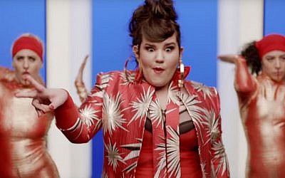 Netta Barzilai, Israel's contestant in the 2018 Eurovision. (screen capture: YouTube)