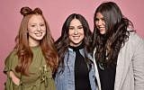 From left to right: Jackie Oshry, Claudia Oshry and Olivia Oshry at the Beautycon Festival in New York, May 20, 2017. Their sister Margo, not pictured, runs a food-focused Instagram account. (Kris Connor/Getty Images for Beautycon via JTA)