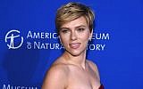 Scarlett Johansson attends the American Museum Of Natural History's 2017 Museum Gala at American Museum of Natural History on November 30, 2017 in New York City.  (Photo by Jamie McCarthy/Getty Images, via JTA)