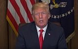 US President Donald Trump in a video message for the Passover and Easter holidays, March 30, 2018 (YouTube screenshot)
