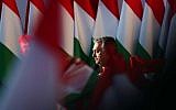 Hungarian Prime Minister Viktor Orban delivers his speech during the last campaign event of his Fidesz party in Szekesfehervar, Hungary, on April 6, 2018 (AFP PHOTO / FERENC ISZA)