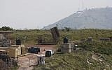A picture taken on April 9, 2018, shows an Iron Dome missile defense battery, designed to intercept and destroy incoming short-range rockets and artillery shells, deployed on the Golan Heights near the border with Syria. (Jalaa Marey/AFP)