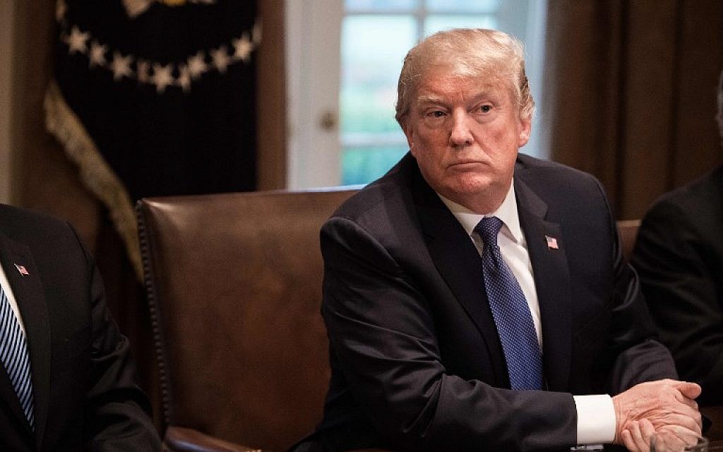 US President Donald Trump attends a meeting with senior military leaders at the White House on April 9, 2018. (Nicholas Kamm/AFP)