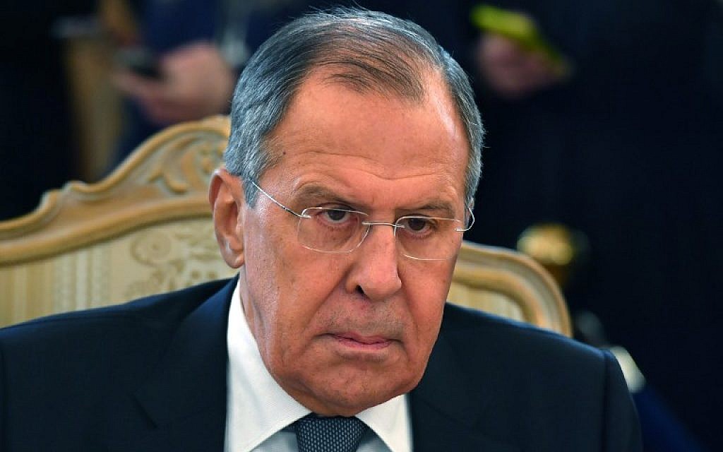 Russian Foreign Minister Sergey Lavrov attends a meeting with his Dutch counterpart in Moscow on April 13, 2018. (AFP Photo/Yuri Kadobnov)