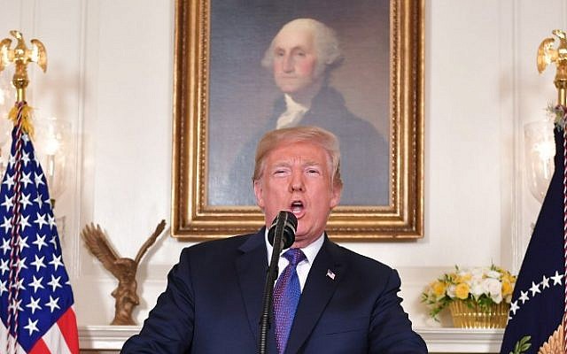 US President Donald Trump addresses the nation on the situation in Syria April 13, 2018 at the White House in Washington, DC. (AFP PHOTO / Mandel NGAN) US President Donald Trump addresses the nation on the situation in Syria April 13, 2018 at the White House in Washington, DC. (AFP PHOTO / Mandel NGAN)