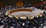 The UN Security Council meets on April 14, 2018, at UN Headquarters in New York. (AFP/HECTOR RETAMAL)