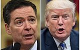These two photos show FBI Director James Comey (L) in Washington, DC, on March 20, 2017; and US President Donald Trump in Washington, DC, on June 6, 2017.  (AFP PHOTO / Nicholas Kamm AND Nicholas Kamm)