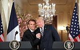 In this photo taken on April 24, 2018 US President Donald Trump and French President Emmanuel Macron hold a joint press conference at the White House in Washington, DC.(AFP PHOTO / Ludovic MARIN)