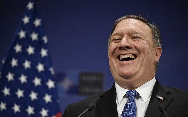 US Secretary of State Mike Pompeo gives a press conference during a NATO Foreign ministers' meeting at the NATO headquarters in Brussels on April 27, 2018. (AFP/John Thys) US Secretary of State Mike Pompeo gives a press conference during a NATO Foreign ministers' meeting at the NATO headquarters in Brussels on April 27, 2018. (AFP/John Thys)