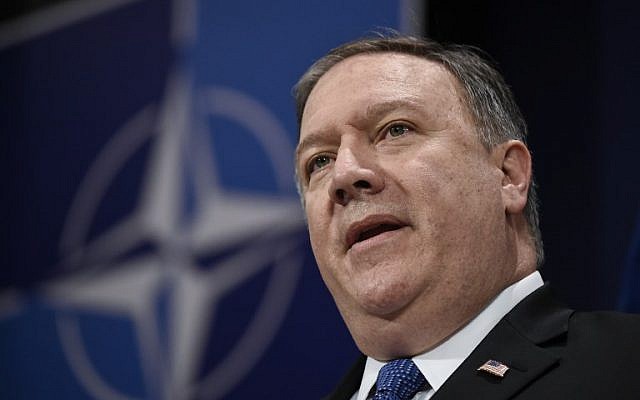 US Secretary of State, Mike Pompeo gives a press conference during a NATO Foreign ministers' meeting at the NATO headquarters in Brussels on April 27, 2018. (AFP/ JOHN THYS) US Secretary of State, Mike Pompeo gives a press conference during a NATO Foreign ministers' meeting at the NATO headquarters in Brussels on April 27, 2018. (AFP/ JOHN THYS)