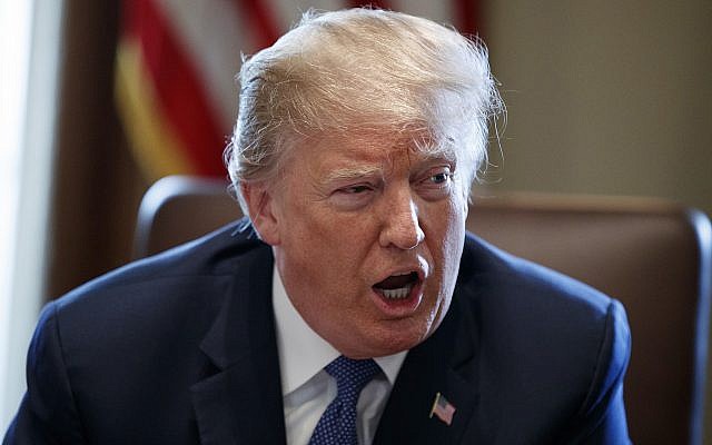 US President Donald Trump speaks during a cabinet meeting at the White House on April 9, 2018. (AP Photo/Evan Vucci)