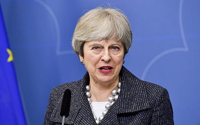 Britain's Prime Minister Theresa May gives a press conference with Swedish Prime Minister Stefan Lofven following their talks at Rosenbad, Stockholm, Sweden, April 9, 2018. (Jonas Ekstromer/TT News Agency via AP) Britain's Prime Minister Theresa May gives a press conference with Swedish Prime Minister Stefan Lofven following their talks at Rosenbad, Stockholm, Sweden, April 9, 2018. (Jonas Ekstromer/TT News Agency via AP)