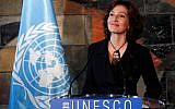 UNESCO'S director-general, Audrey Azoulay, in Paris, France, November 10, 2017. (AP Photo/Christophe Ena)