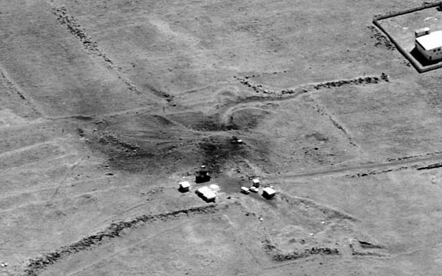 This image provided by the Department of Defense was presented as part of a briefing slide at the Pentagon briefing on Saturday, April 14, 2018, and shows a photo of a preliminary damage assessment from the Him Shinshar Chemical Weapons Bunker in Syria that was struck by missiles from the U.S.-led coalition in response to Syria's use of chemical weapons on April 7. (Department of Defense via AP) This image provided by the Department of Defense was presented as part of a briefing slide at the Pentagon briefing on Saturday, April 14, 2018, and shows a photo of a preliminary damage assessment from the Him Shinshar Chemical Weapons Bunker in Syria that was struck by missiles from the U.S.-led coalition in response to Syria's use of chemical weapons on April 7. (Department of Defense via AP)