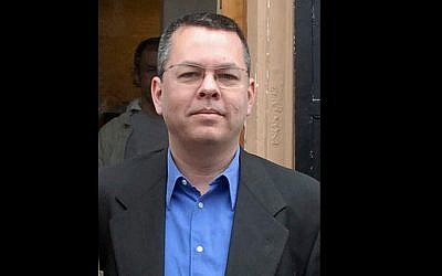 In this undated file photo, Andrew Brunson, an American pastor, on trial in Izmir, Turkey. (DHA-Depo Photos via AP)