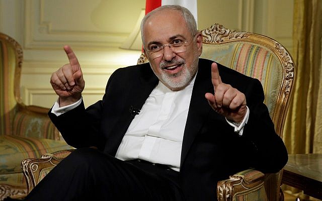 Iran's Foreign Minister Mohammad Javad Zarif is interviewed by The Associated Press, in New York, Tuesday, April 24, 2018. (AP Photo/Richard Drew) Iran's Foreign Minister Mohammad Javad Zarif is interviewed by The Associated Press, in New York, Tuesday, April 24, 2018. (AP Photo/Richard Drew)
