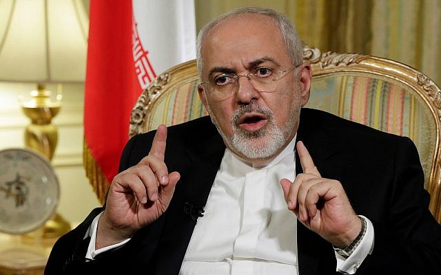 Iran's Foreign Minister Mohammad Javad Zarif in New York, April 24, 2018. (AP Photo/Richard Drew)