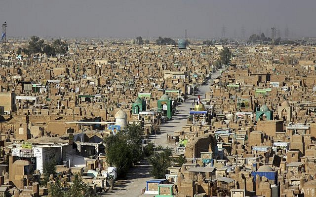 The Wadi al-Salam, or "Valley of Peace" cemetery which contains the graves of victims of violence of Iraq’s contemporary history, from the ruinous 1980-88 war with Iran to the costly 1990-91 conflict over Kuwait and 13 years of uninterrupted bloodshed starting with the U.S. led invasion in 2003. (AP Photo) The Wadi al-Salam, or "Valley of Peace" cemetery which contains the graves of victims of violence of Iraq’s contemporary history, from the ruinous 1980-88 war with Iran to the costly 1990-91 conflict over Kuwait and 13 years of uninterrupted bloodshed starting with the U.S. led invasion in 2003. (AP Photo)
